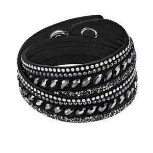 Swarovski Pulse Black Crystal Leather Bracelet